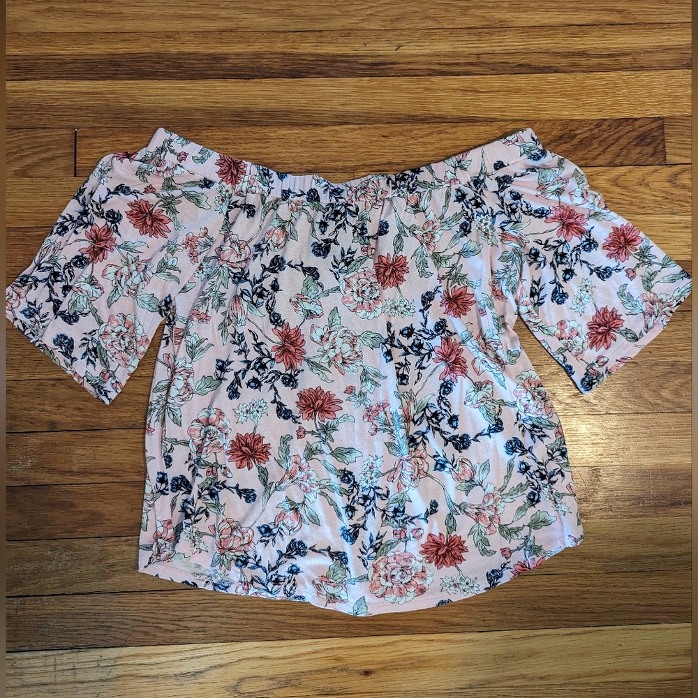 Pink floral off the shoulder top